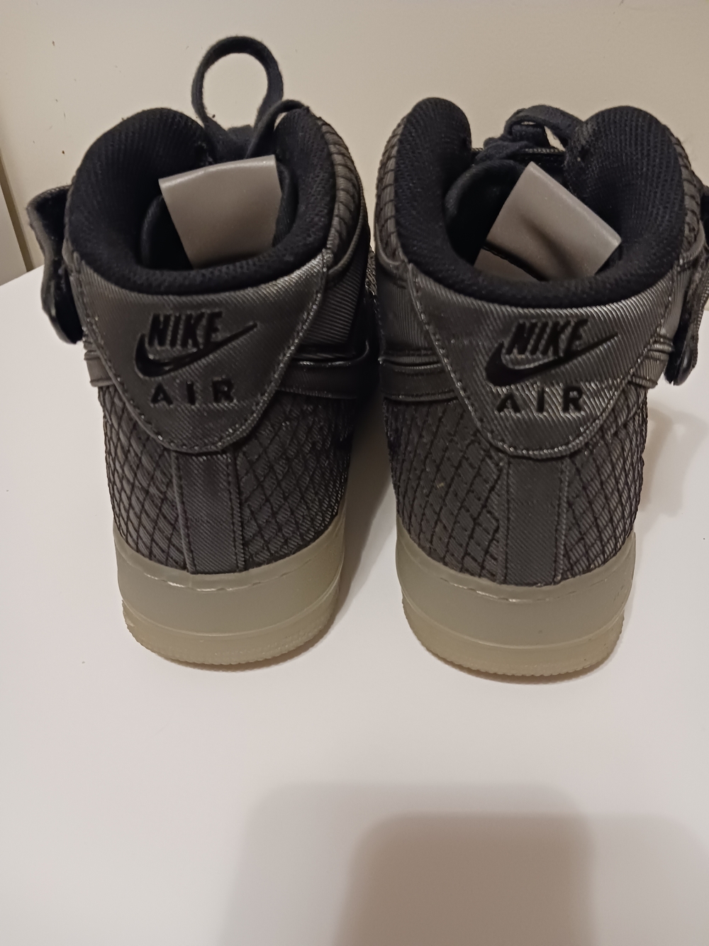 Nike Air Force 1  Black Textured High-Top Sneakers with Gum Sole - Picture 4 of 12
